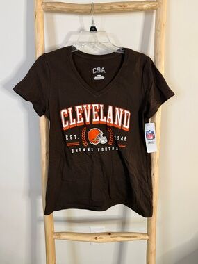 Cleveland Browns Women's Brown V-Neck Tee - CSA